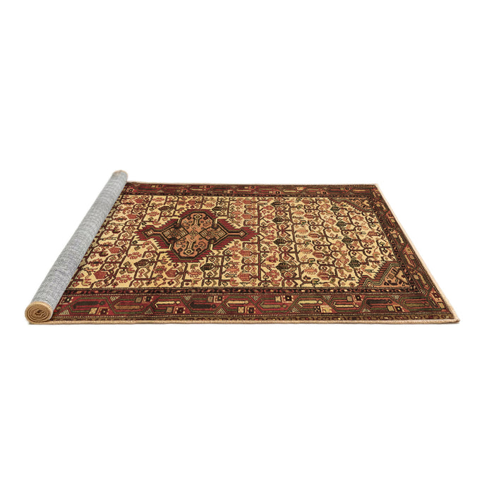 Sideview of Machine Washable Persian Brown Traditional Rug, wshtr2323brn