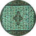 Round Persian Turquoise Traditional Rug, tr2323turq