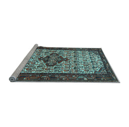 Sideview of Machine Washable Persian Light Blue Traditional Rug, wshtr2323lblu