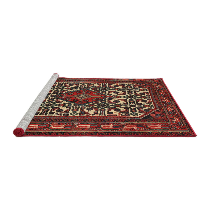 Sideview of Machine Washable Traditional Dark Gold Brown Rug, wshtr2324