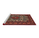 Sideview of Machine Washable Traditional Dark Gold Brown Rug, wshtr2324