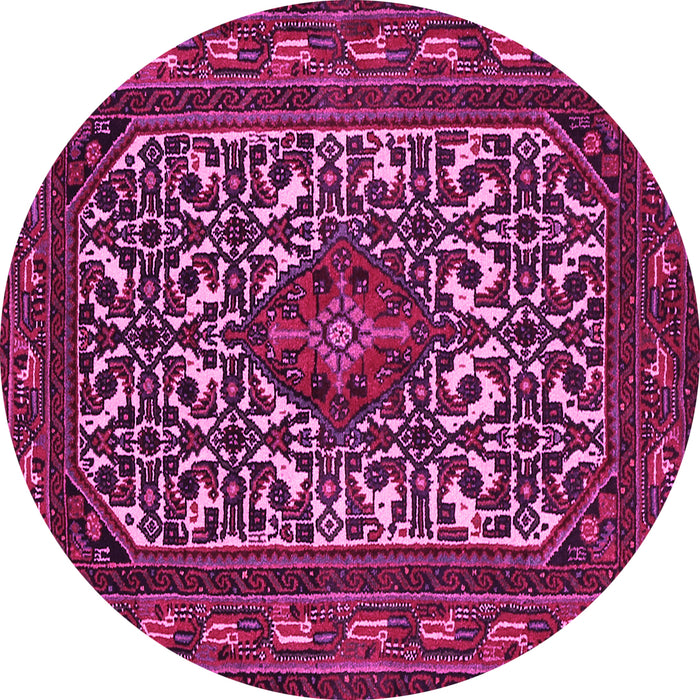 Round Machine Washable Persian Pink Traditional Rug, wshtr2324pnk