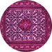 Round Machine Washable Persian Pink Traditional Rug, wshtr2324pnk