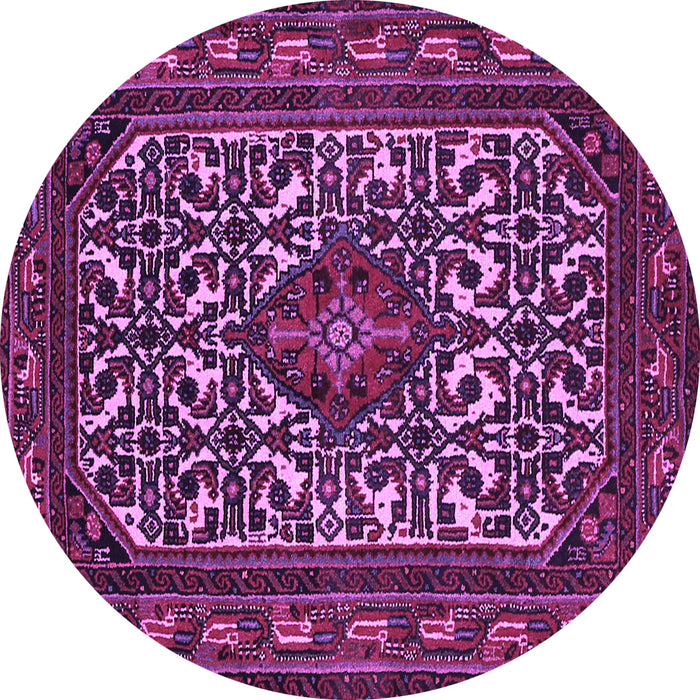 Round Machine Washable Persian Purple Traditional Area Rugs, wshtr2324pur