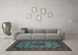 Machine Washable Persian Light Blue Traditional Rug in a Living Room, wshtr2324lblu