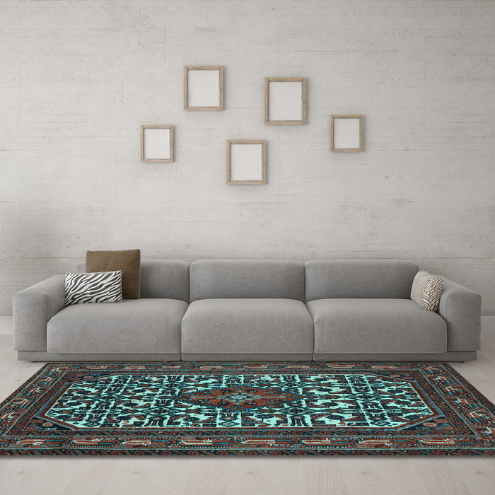 Machine Washable Persian Light Blue Traditional Rug in a Living Room, wshtr2324lblu