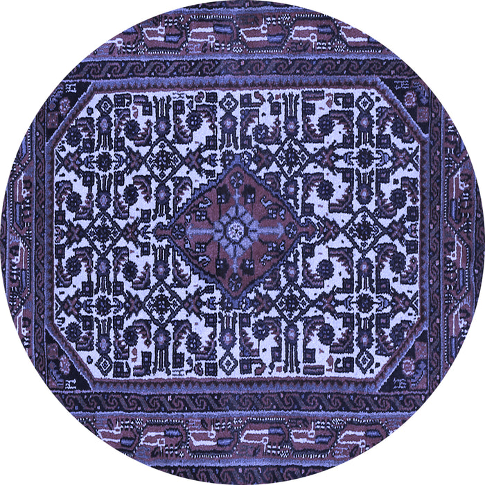 Round Machine Washable Persian Blue Traditional Rug, wshtr2324blu