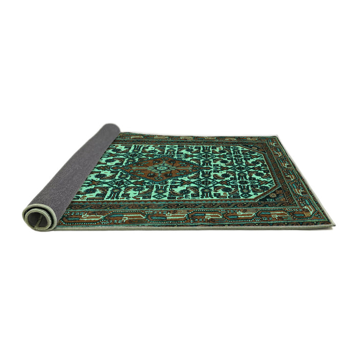 Sideview of Persian Turquoise Traditional Rug, tr2324turq