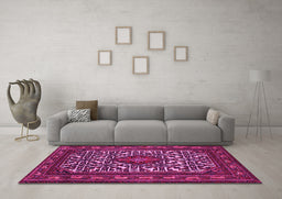 Machine Washable Persian Pink Traditional Rug in a Living Room, wshtr2324pnk