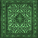 Square Machine Washable Persian Emerald Green Traditional Area Rugs, wshtr2324emgrn