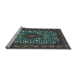 Sideview of Machine Washable Persian Light Blue Traditional Rug, wshtr2324lblu