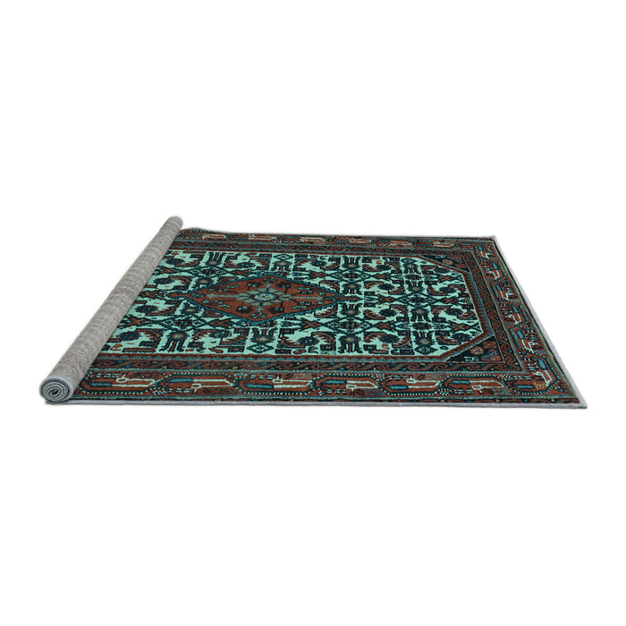 Sideview of Machine Washable Persian Light Blue Traditional Rug, wshtr2324lblu