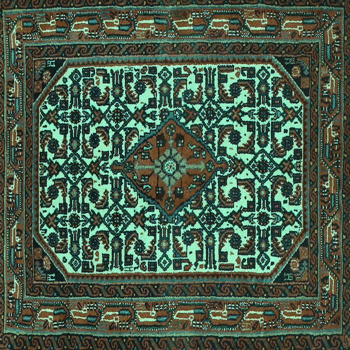 Square Machine Washable Persian Turquoise Traditional Area Rugs, wshtr2324turq