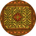 Round Machine Washable Persian Yellow Traditional Rug, wshtr2324yw