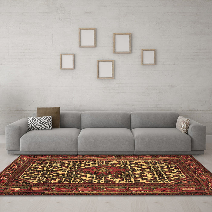 Machine Washable Persian Brown Traditional Rug in a Living Room,, wshtr2324brn