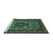 Sideview of Machine Washable Persian Turquoise Traditional Area Rugs, wshtr2324turq