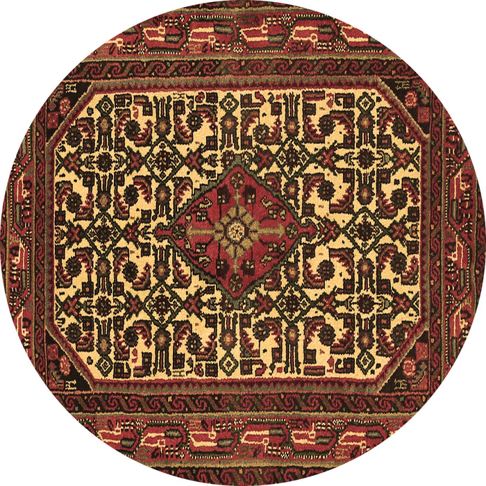 Round Persian Brown Traditional Rug, tr2324brn