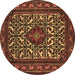 Round Persian Brown Traditional Rug, tr2324brn