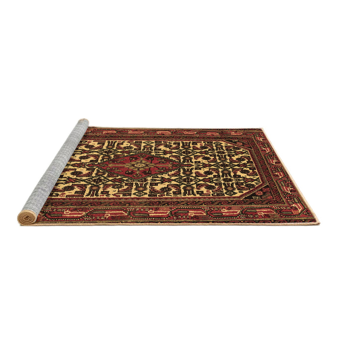 Sideview of Machine Washable Persian Brown Traditional Rug, wshtr2324brn