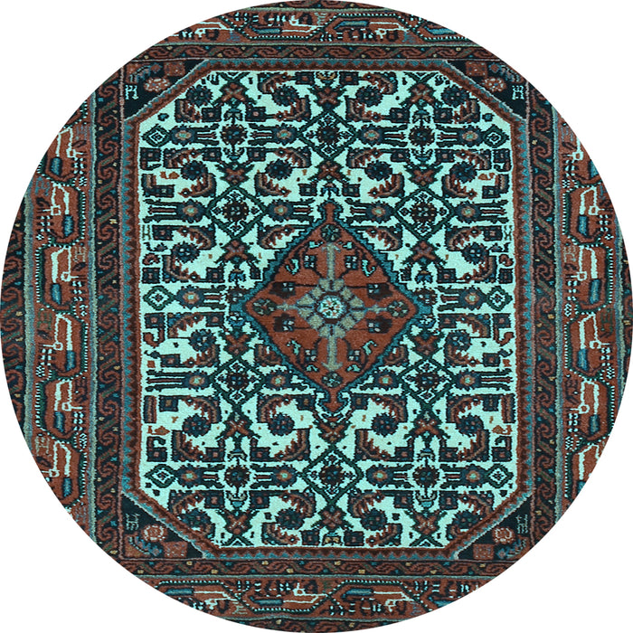 Round Machine Washable Persian Light Blue Traditional Rug, wshtr2324lblu
