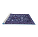 Sideview of Machine Washable Persian Blue Traditional Rug, wshtr2324blu