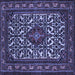 Square Machine Washable Persian Blue Traditional Rug, wshtr2324blu