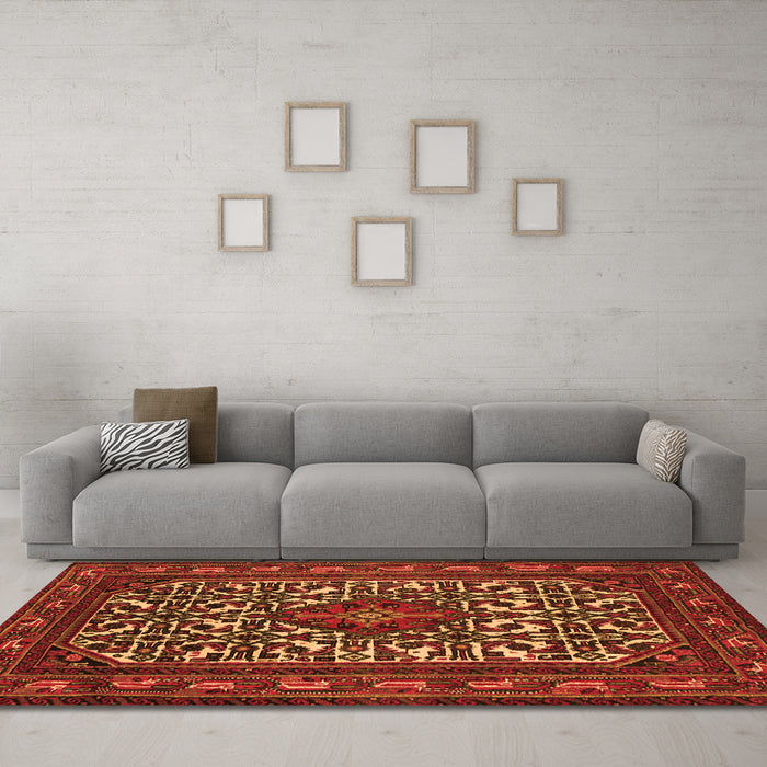 Machine Washable Persian Orange Traditional Area Rugs in a Living Room, wshtr2324org