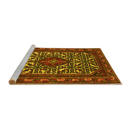 Sideview of Machine Washable Persian Yellow Traditional Rug, wshtr2324yw