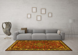 Machine Washable Persian Yellow Traditional Rug in a Living Room, wshtr2325yw