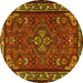 Round Machine Washable Persian Yellow Traditional Rug, wshtr2325yw