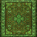 Round Machine Washable Persian Green Traditional Area Rugs, wshtr2325grn