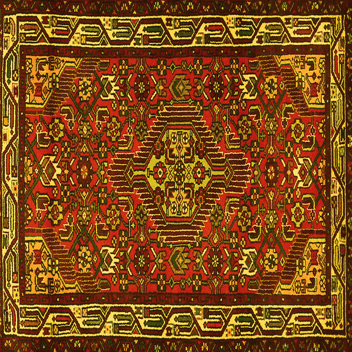 Square Machine Washable Persian Yellow Traditional Rug, wshtr2325yw