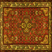 Square Machine Washable Persian Yellow Traditional Rug, wshtr2325yw