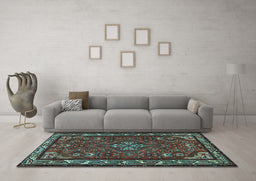 Machine Washable Persian Light Blue Traditional Rug in a Living Room, wshtr2325lblu
