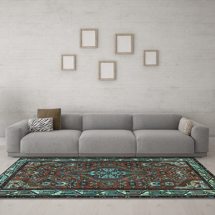 Machine Washable Persian Light Blue Traditional Rug in a Living Room, wshtr2325lblu