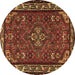 Round Machine Washable Persian Brown Traditional Rug, wshtr2325brn