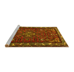 Sideview of Machine Washable Persian Yellow Traditional Rug, wshtr2325yw