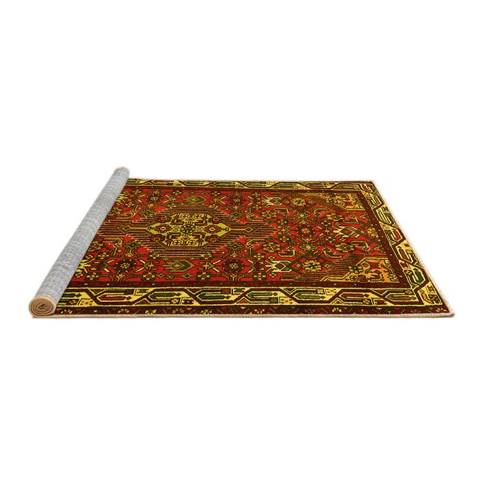 Sideview of Machine Washable Persian Yellow Traditional Rug, wshtr2325yw