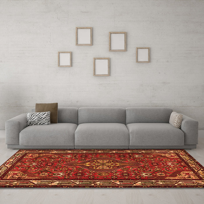 Machine Washable Persian Orange Traditional Area Rugs in a Living Room, wshtr2325org