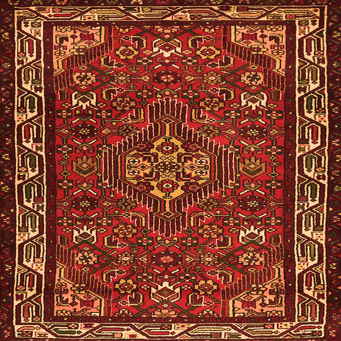 Round Machine Washable Persian Orange Traditional Area Rugs, wshtr2325org