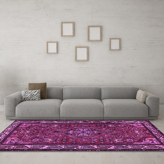 Machine Washable Persian Purple Traditional Area Rugs in a Living Room, wshtr2325pur