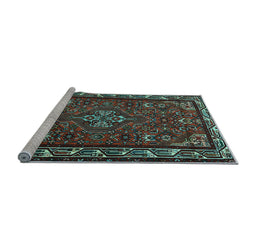 Sideview of Machine Washable Persian Light Blue Traditional Rug, wshtr2325lblu