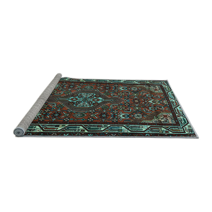 Sideview of Machine Washable Persian Light Blue Traditional Rug, wshtr2325lblu
