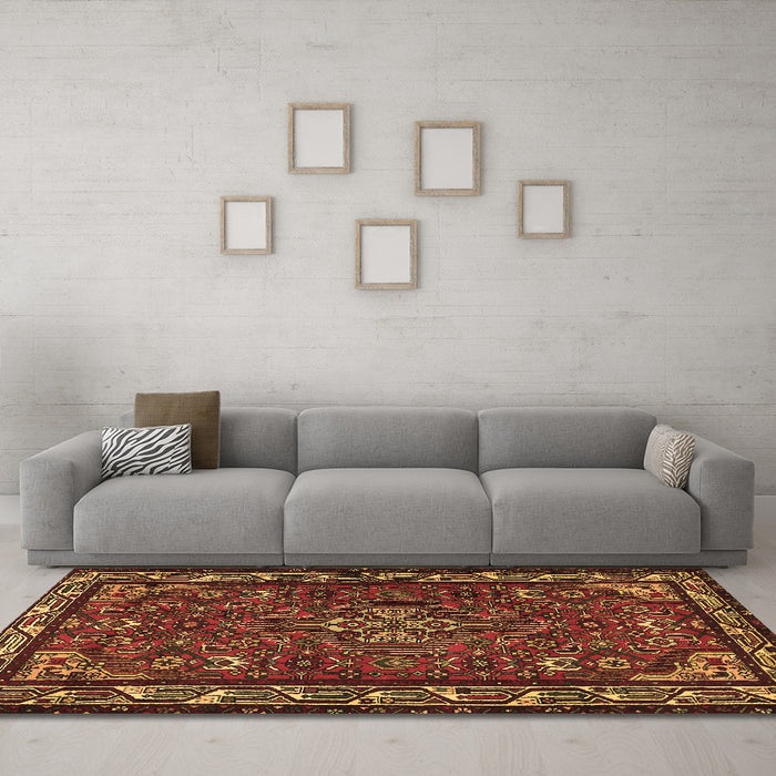 Machine Washable Persian Brown Traditional Rug in a Living Room,, wshtr2325brn