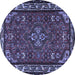 Round Machine Washable Persian Blue Traditional Rug, wshtr2325blu