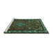 Sideview of Machine Washable Persian Turquoise Traditional Area Rugs, wshtr2325turq