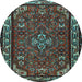 Round Machine Washable Persian Light Blue Traditional Rug, wshtr2325lblu