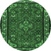 Round Persian Emerald Green Traditional Rug, tr2325emgrn