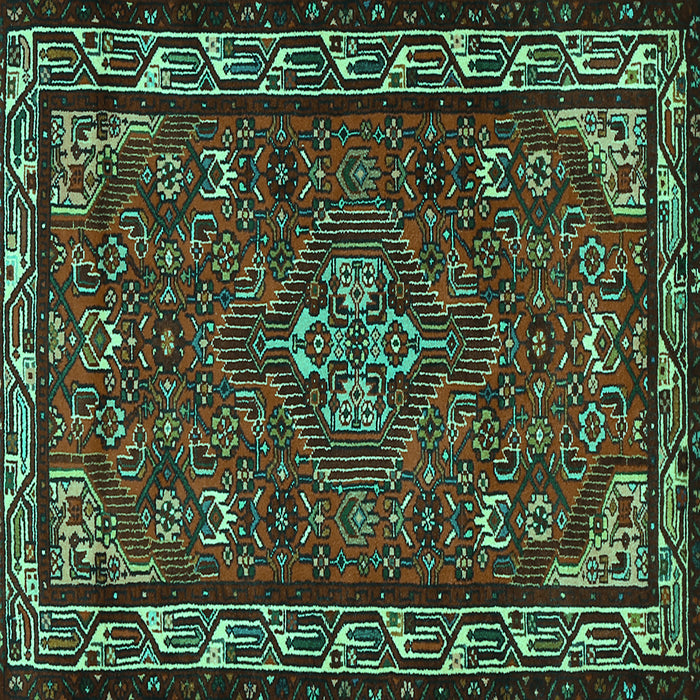 Square Machine Washable Persian Turquoise Traditional Area Rugs, wshtr2325turq