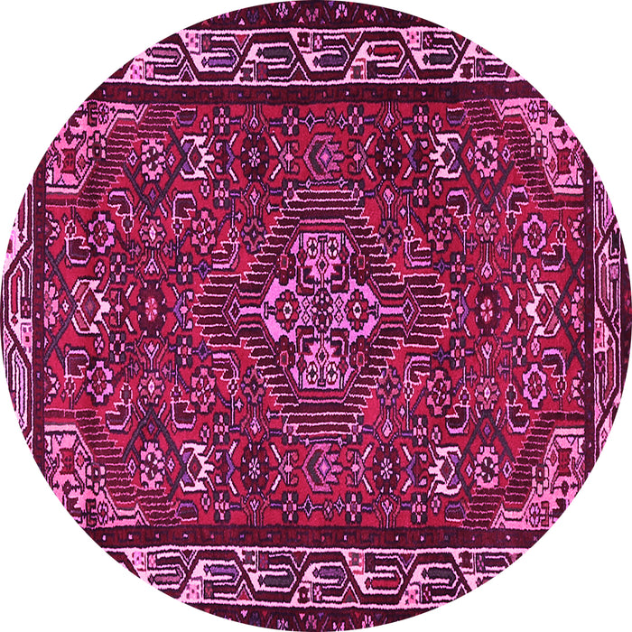 Round Machine Washable Persian Pink Traditional Rug, wshtr2325pnk